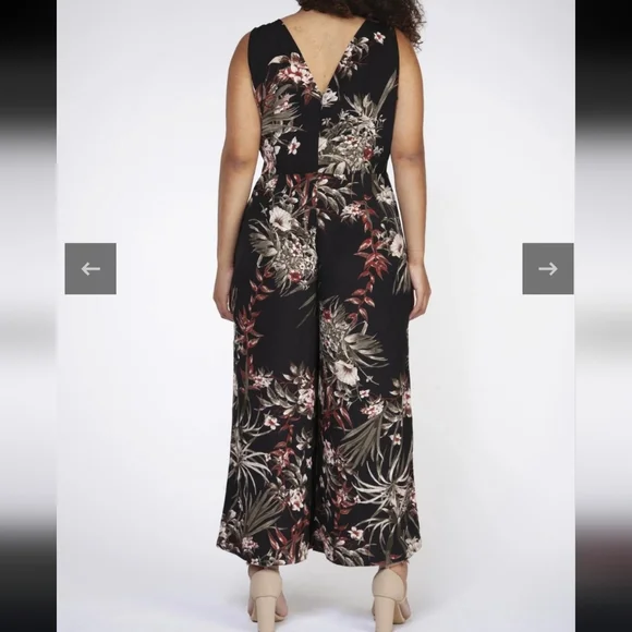 Dex Black & Cayenne Tropical Floral Jumpsuit - Picture 2 of 11